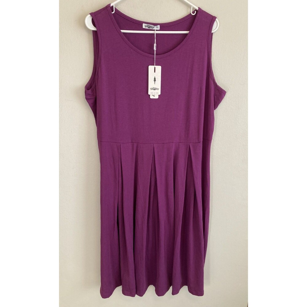 Styleword Women's Purple Sleeveless Midi Dress Pleated Scoop Neck Size 2XL NWT